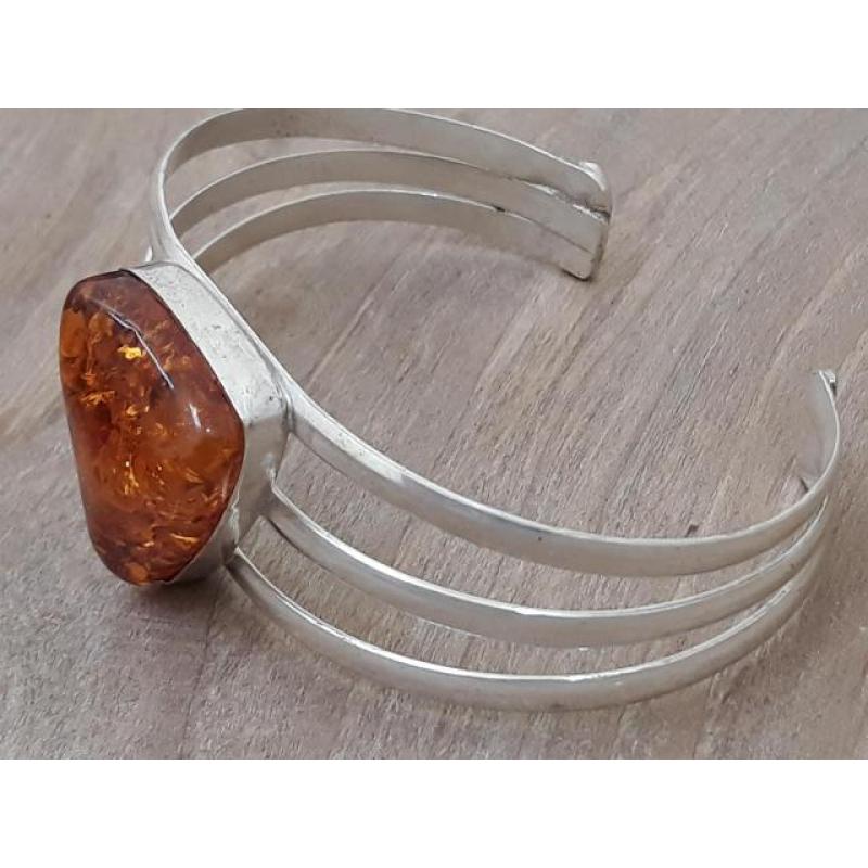 Parure complet de luxe en argent et pierre amber artificiel