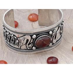 Bracelet de luxe en argent et pierre Cornaline