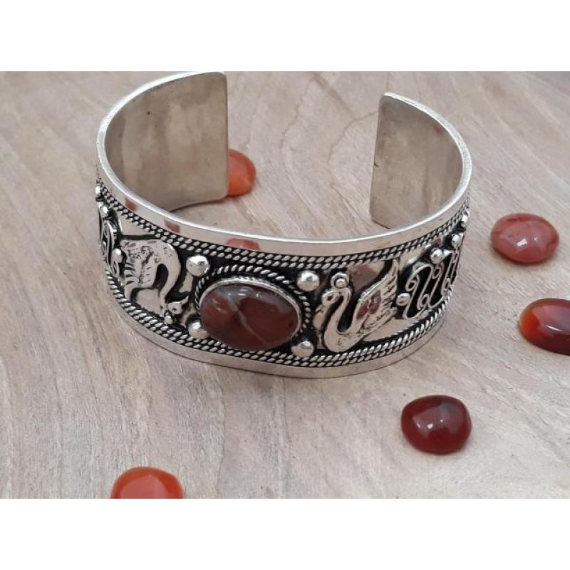 Bracelet de luxe en argent et pierre Cornaline