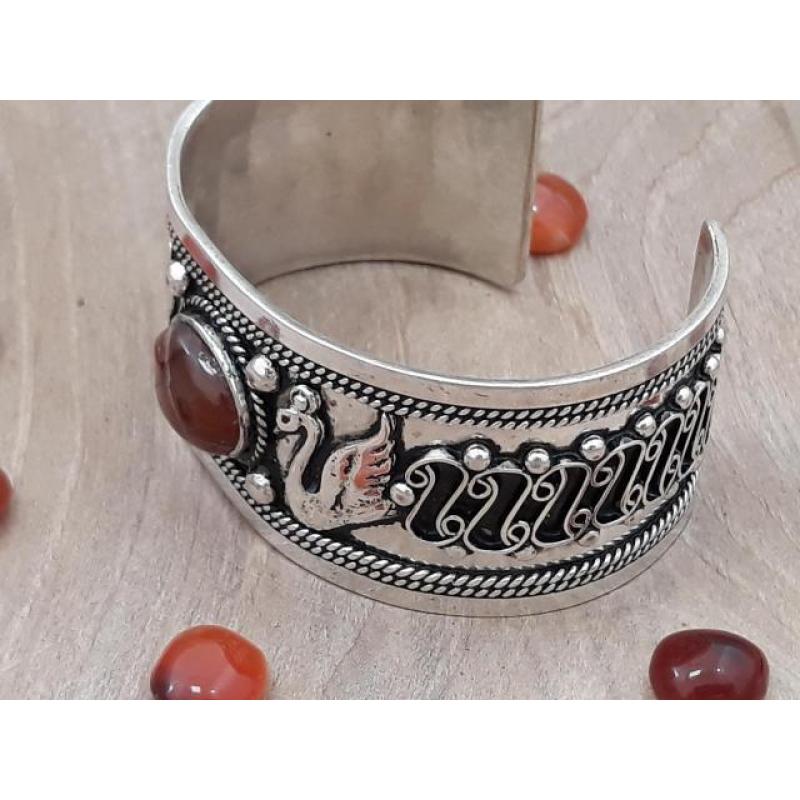 Bracelet de luxe en argent et pierre Cornaline