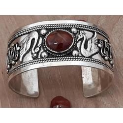 Bracelet de luxe en argent et pierre Cornaline